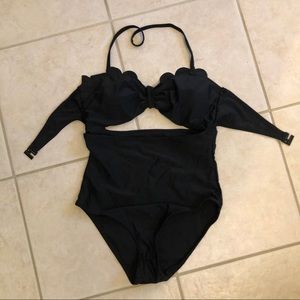 New Black High Wasted One Piece with cutout
